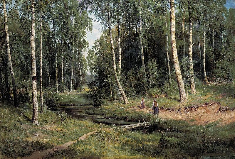 Ivan Shishkin Bach im Birkenwald France oil painting art